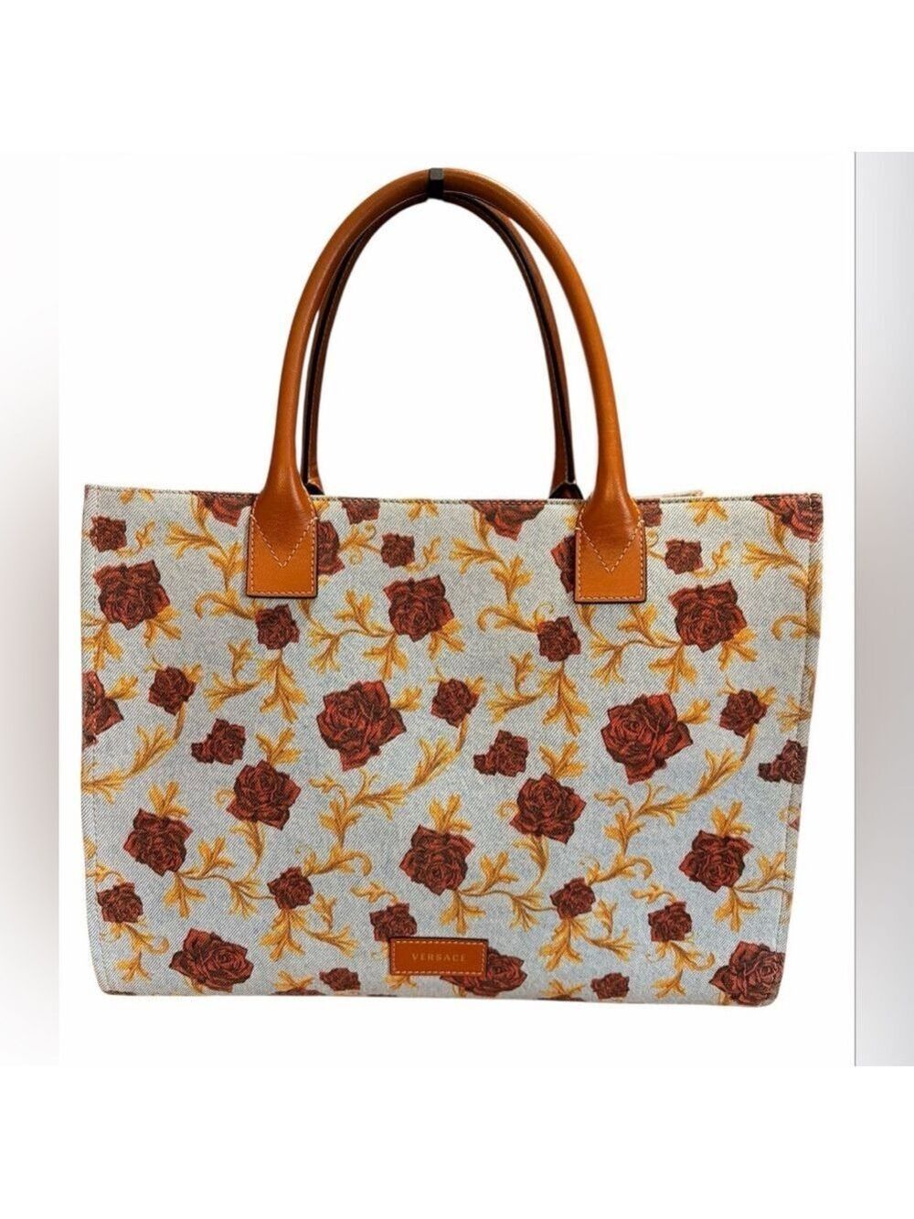 Versace Floral Canvas Tote Bag - Picture 1 of 10